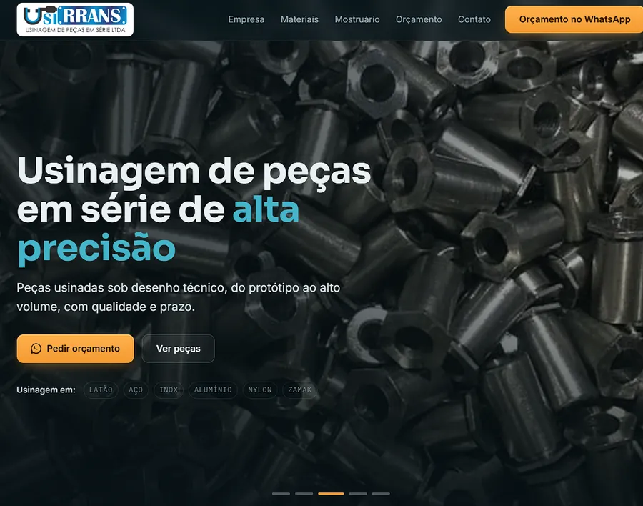 Novo site criado para indústria de usinagem de peças em série